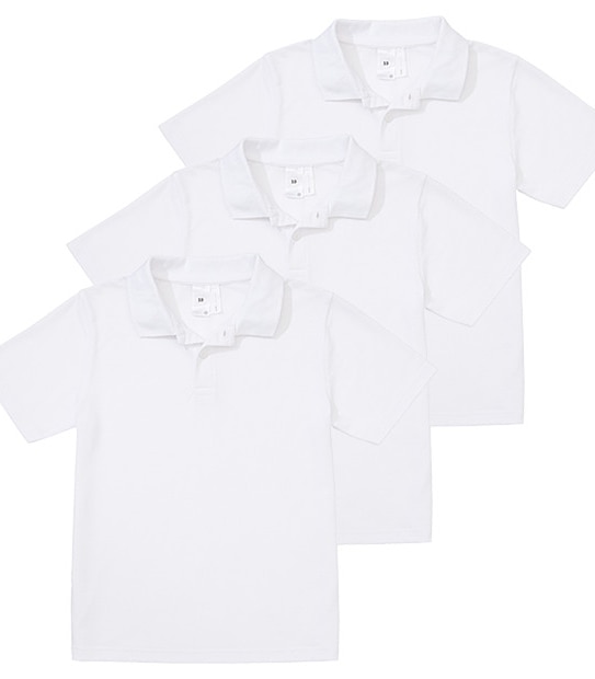 Online Only - 3 Pack Short Sleeve Polo Tops - White