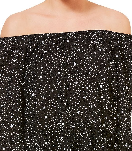 Dannii Minogue Petites Star Print Off The Shoulder Top - Black