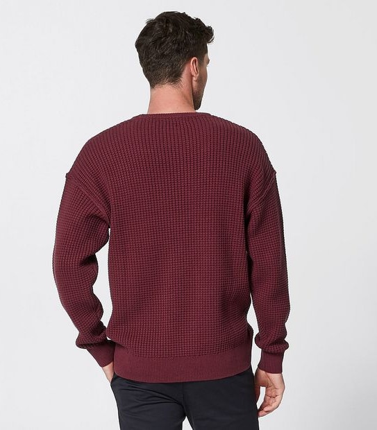 Commons Slouchy Crew Knit Jumper - Burgundy
