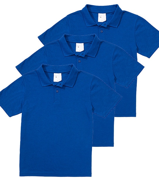 Online Only - 3 Pack Short Sleeve Polo Tops - Royal Blue