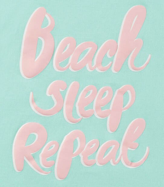 Girls' Short Sleeve Beach Text Print T-Shirt