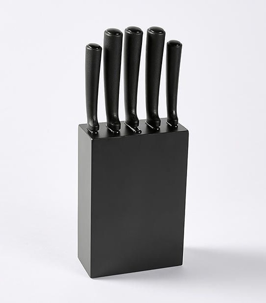 6 Piece Black Knife Block Set