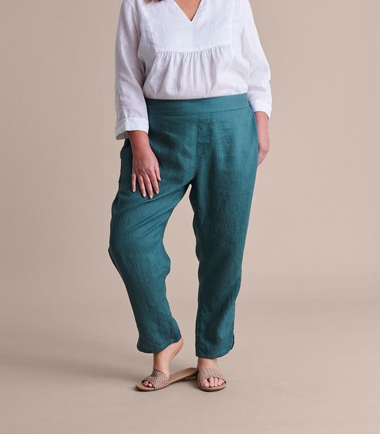 Curve Linen Curved Hem Pants