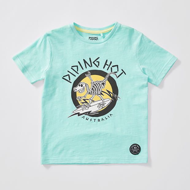Piping Hot Dino Surfer T-Shirt Piping Hot Dino Surfer T-Shirt