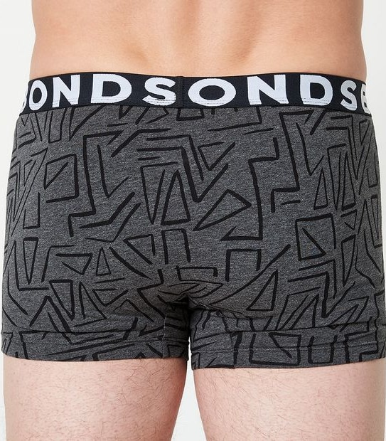 Bonds 3 Pack Everyday Trunks - Charcoal Graphic