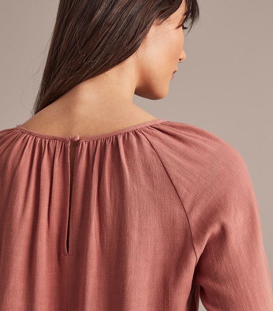 Linen Blend Perry Gathered Neck Blouse