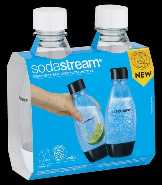 2 Pack Sodastream 500ml Dishwasher Safe Fuse Bottles