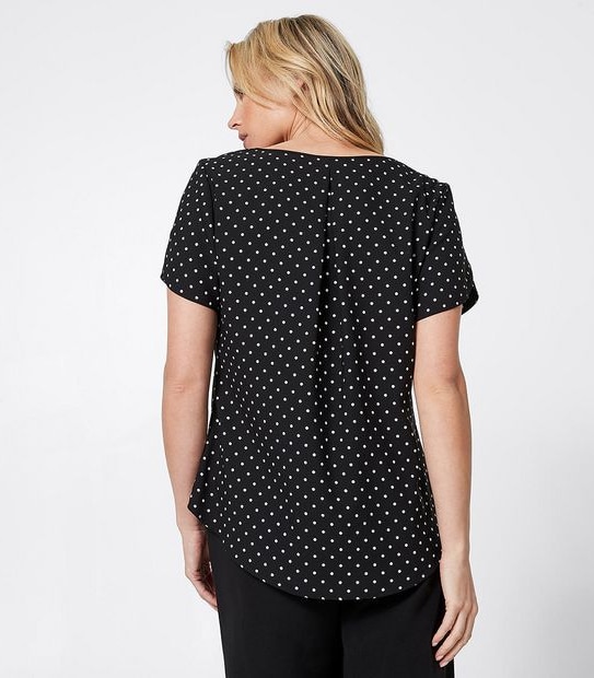 Preview Evie Tulip Sleeve Blouse - Black/Ivory Spot