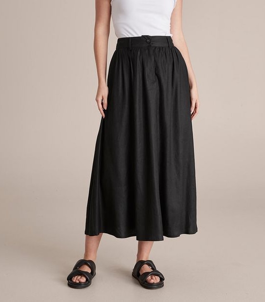 Preview Linen Blend Yoke Gathered Skirt 1 of 5