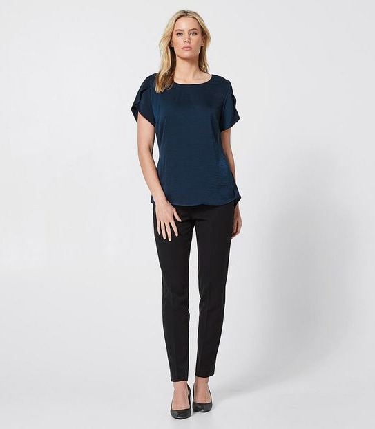 Preview Satin Evie Blouse - Ink Blue