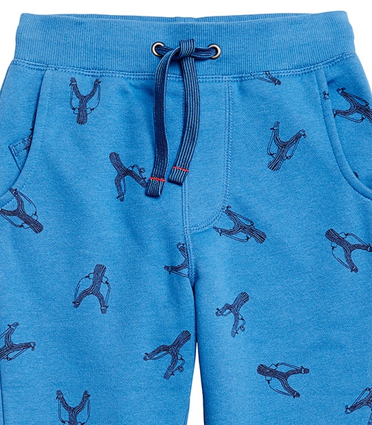 Drop Crotch Print Trackpants - Blue