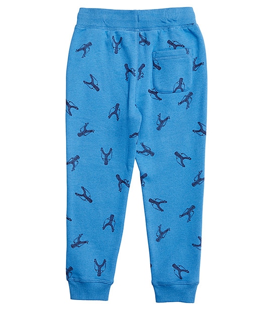 Drop Crotch Print Trackpants - Blue