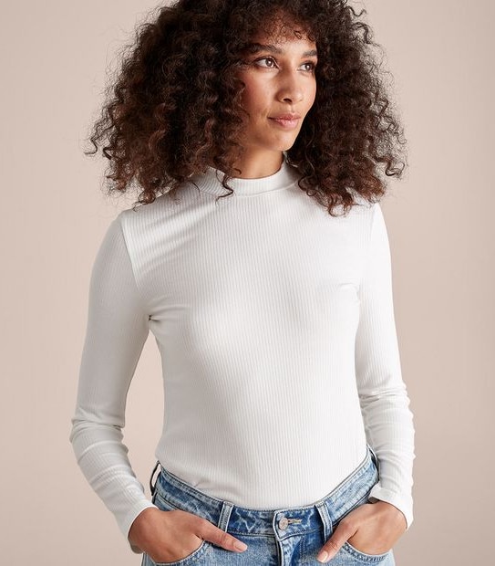 Mock Neck Rib Skivvy