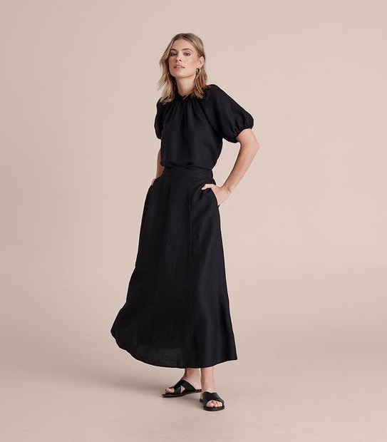 Preview Linen Blend Frill Neck Blouse