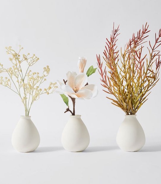 Faux Magnolia in White Vase