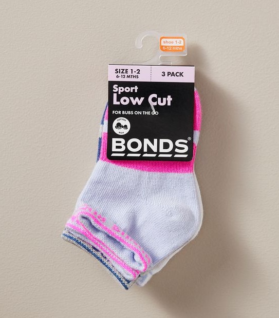 Baby Bonds 3 Pack Sport Low Cut Socks