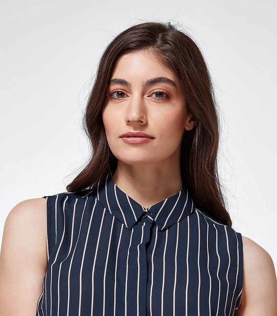 Preview Sonia Relaxed Blouse - Navy/Neutral Stripe