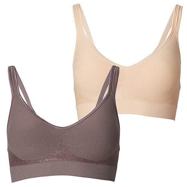 2 Pack Wirefree Back Smoothing Bras - Skin/Cocoa, Style:JN1511HI