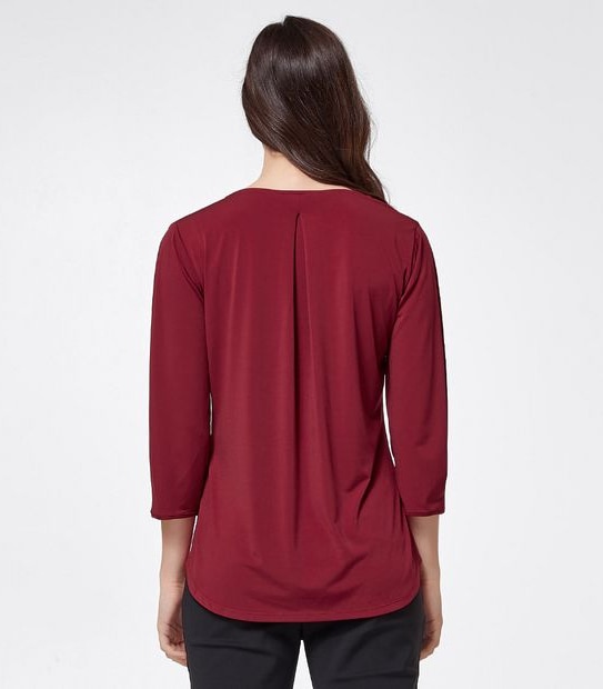 Preview 3/4 Sleeve Cowl Neck Top - Red