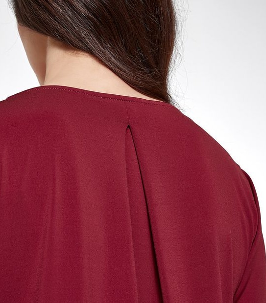 Preview 3/4 Sleeve Cowl Neck Top - Red