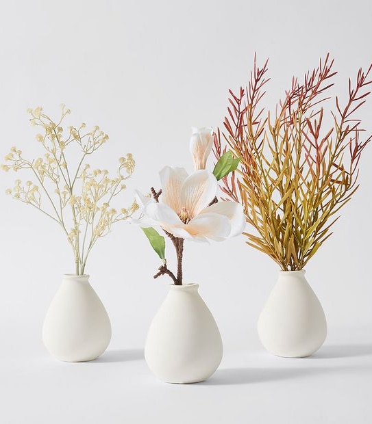 Faux Magnolia in White Vase