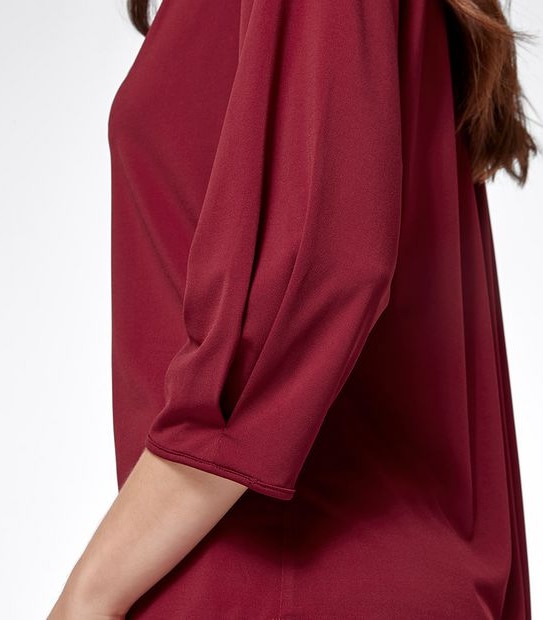 Preview 3/4 Sleeve Cowl Neck Top - Red