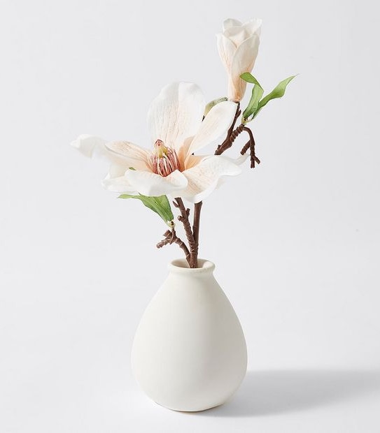 Faux Magnolia in White Vase