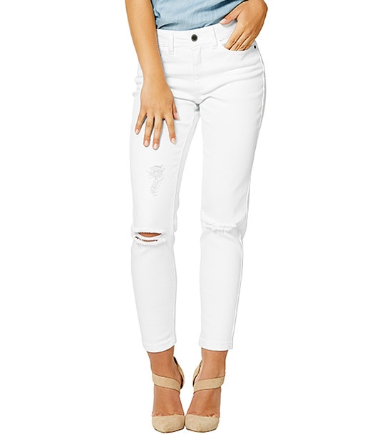 Dannii Minogue Petites Ripped Denim Jeans - White | Target Australia