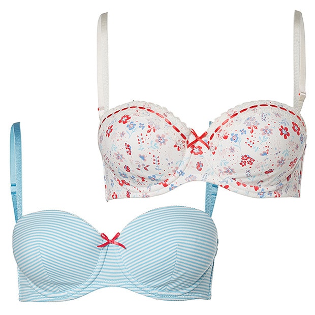 Lily Loves 2 Pack Balconette Bras - Aqua Floral Lily Loves 2 Pack Balconette Bras - Aqua Floral