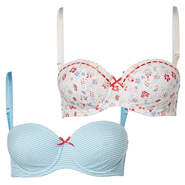 Lily Loves 2 Pack Balconette Bras - Aqua Floral