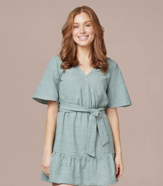 Piping Hot Wrap Frill Mini Dress