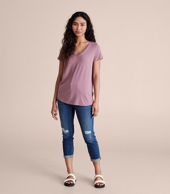 Modal/Elastane V-Neck T-Shirt | Target Australia