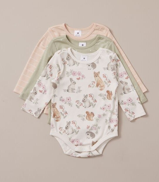 3 Pack Baby Organic Cotton Bodysuits