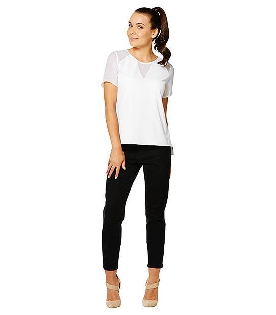 Dannii Minogue Petites Sheer Panelled Blouse - White