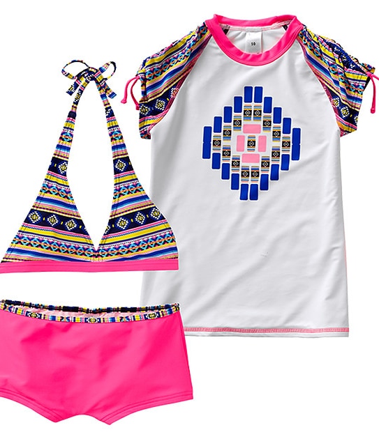 Girl's 3 Piece Swimwear Set With Boardshorts