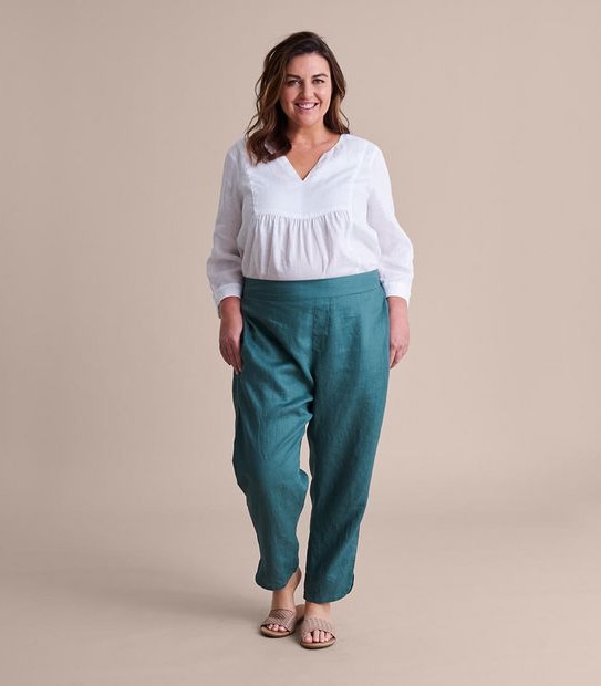 Curve Linen Curved Hem Pants