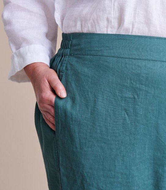 Curve Linen Curved Hem Pants