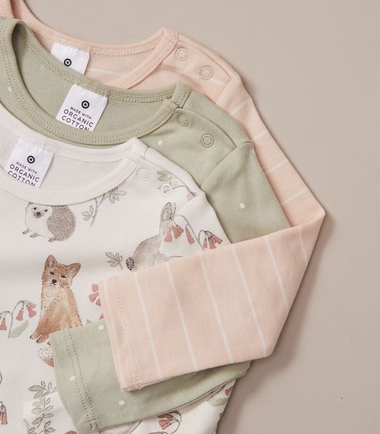 3 Pack Baby Organic Cotton Bodysuits