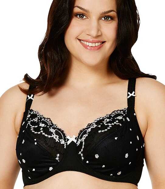 Lily Loves 2 Pack Embroidered Bras - Black/White 