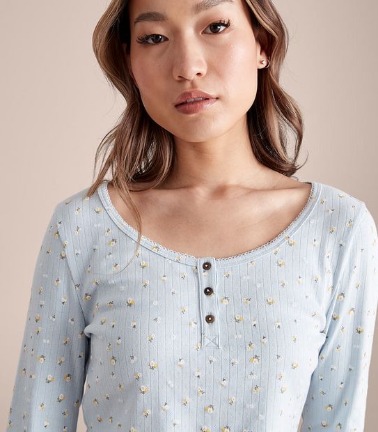 Lily Loves Pointelle Long Sleeve Sleep Top
