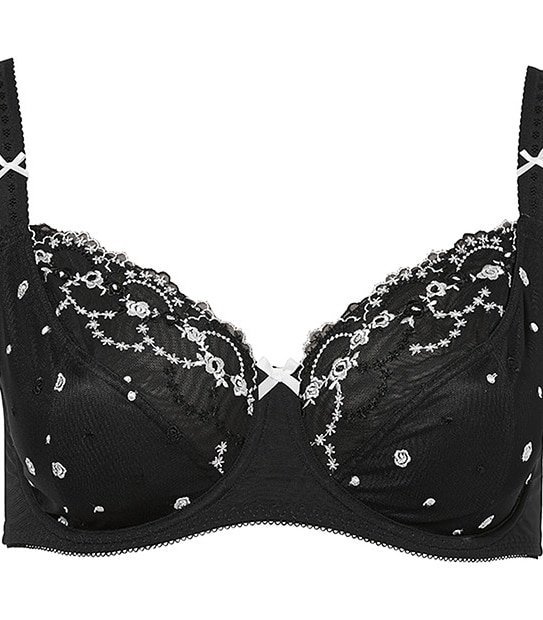Lily Loves 2 Pack Embroidered Bras - Black/White 