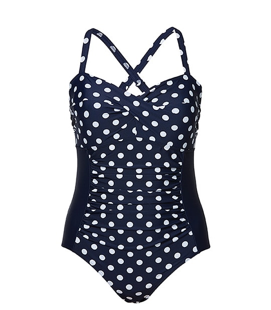 Belle Curve One Piece Swimsuit - Navy Spots