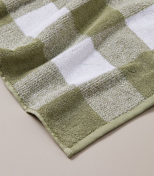 B BRENN GINGHAM BATH TOWEL SAGE