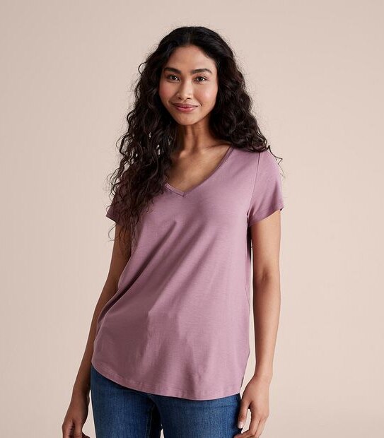 Modal/Elastane V-Neck T-Shirt | Target Australia