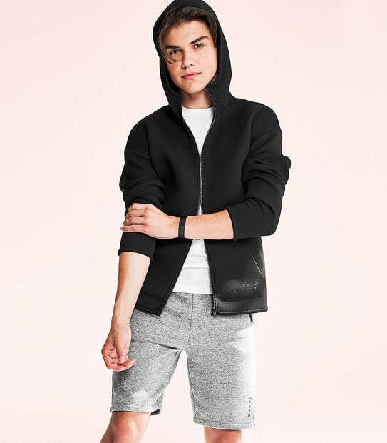 Neoprene Active Zip Thru Hoodie  - Black