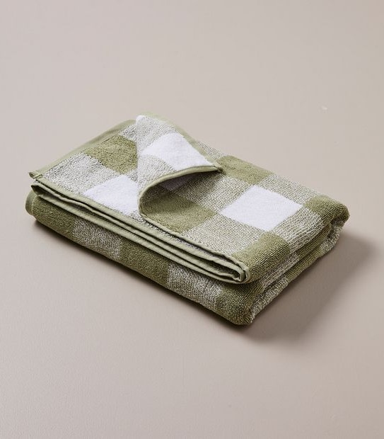 B BRENN GINGHAM BATH TOWEL SAGE