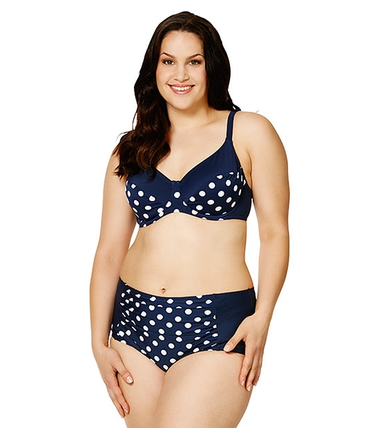 Belle Curve Bikini Briefs - Navy Spots