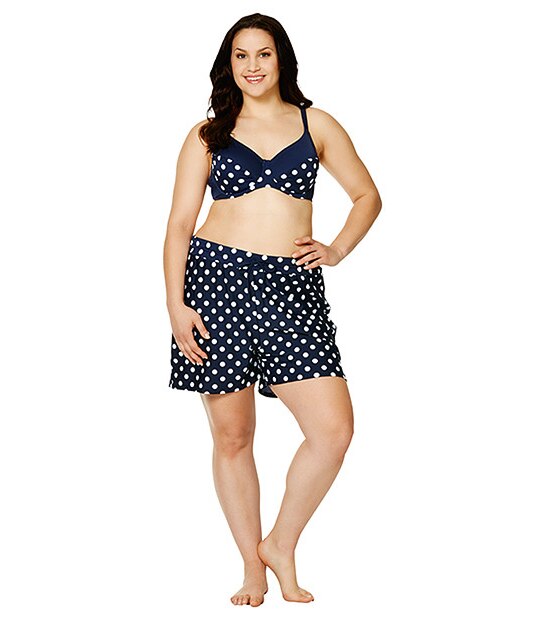 Belle Curve Swim Shorts - Navy Spots