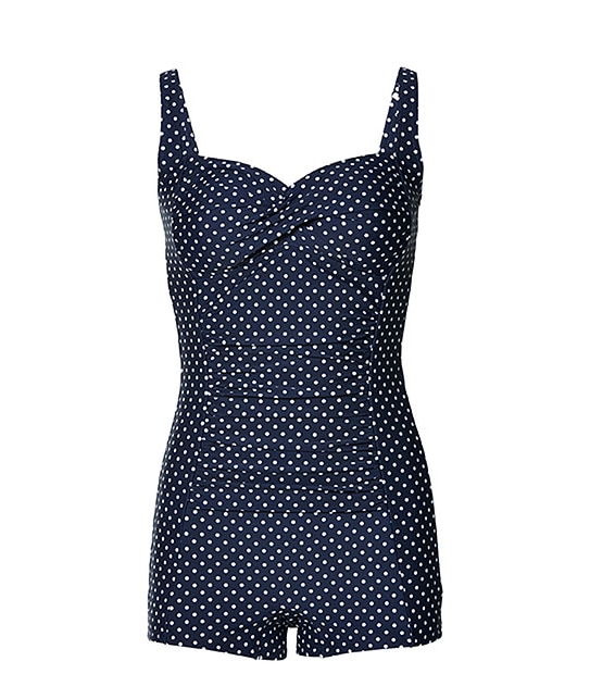 Shape Your Body One Piece Boyleg Swimsuit - Navy Spots