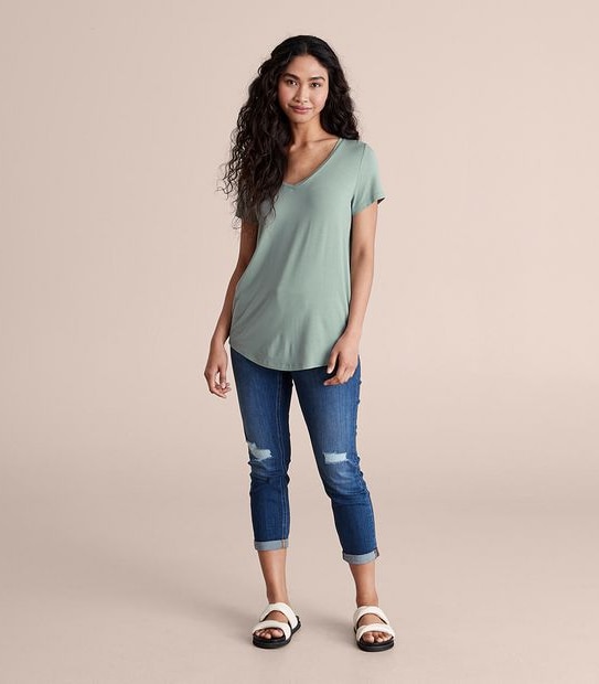 Modal/Elastane V-Neck T-Shirt 5 of 6